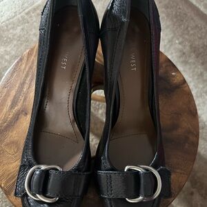 Nine West Black Buckle Heels